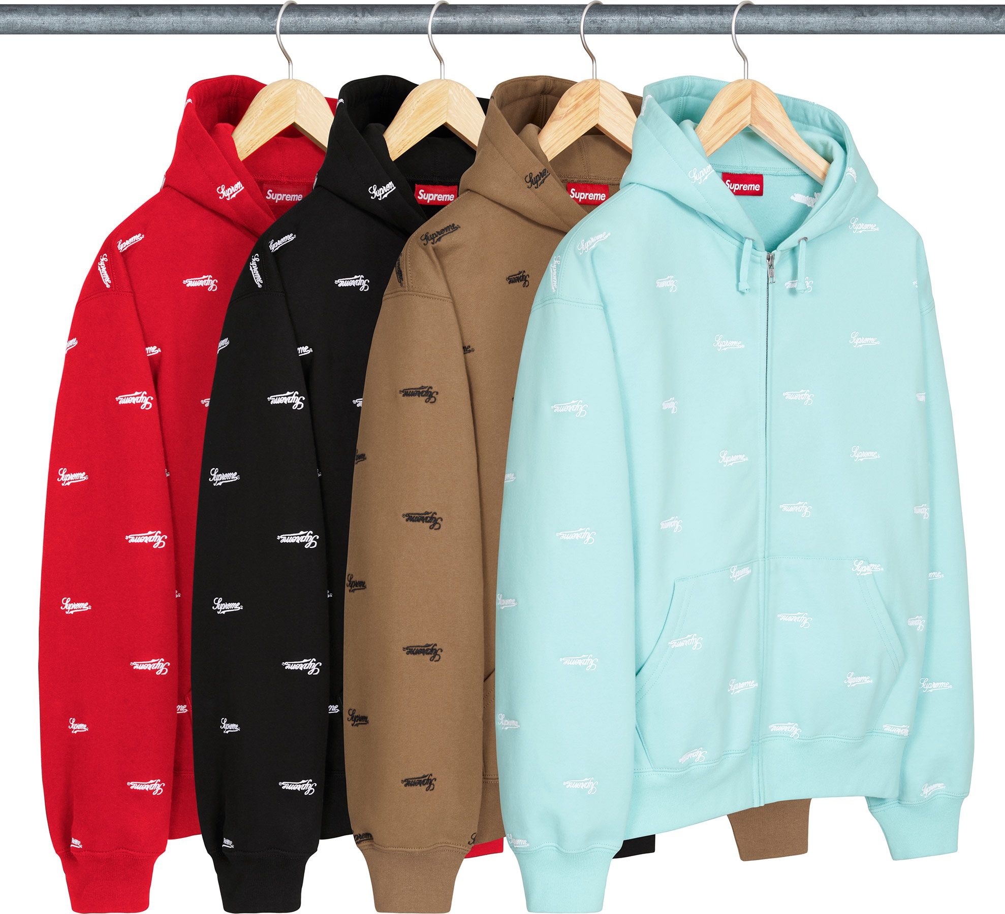 Repeat Script Zip Up Hooded Sweatshirt
